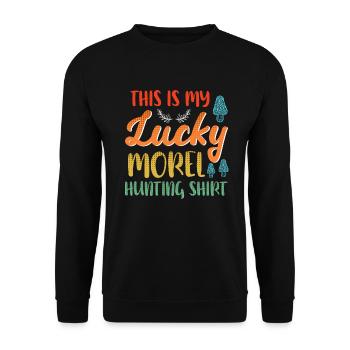 Morchel Jagd Shirt Pilzsammler - Unisex Pullover - Schwarz - Vorne - Alina (178cm) & Michal (187cm)