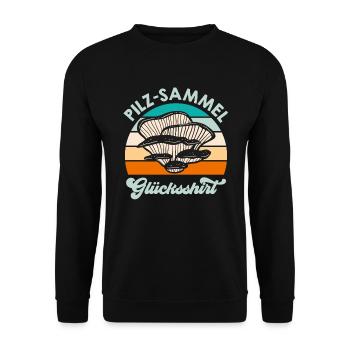 Mushroom Collection Lucky Shirt Mushroom Picker - Unisex Sweatshirt - black - Front - Alina (178cm) & Michal (187cm)