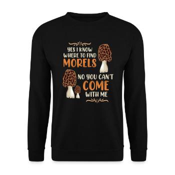 Ich kenne die besten Morchel Plätze - Unisex Pullover - Schwarz - Vorne - Alina (178cm) & Michal (187cm)