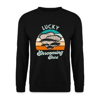 Mushroom Collection Lucky Shirt Mushroom Picker - Unisex Sweatshirt - black - Front - Alina (178cm) & Michal (187cm)