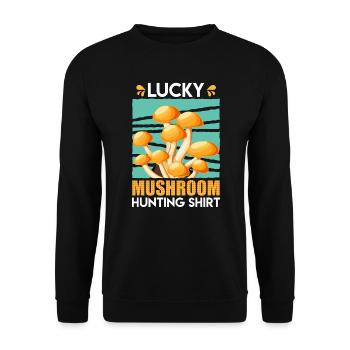 Cueilleur de champignons Lucky Mushroom Hunting - Sweat-shirt Unisexe - noir - Devant - Alina (178cm) & Michal (187cm)