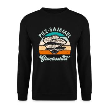 Mushroom Collection Lucky Shirt Mushroom Picker - Unisex Sweatshirt - black - Front - Alina (178cm) & Michal (187cm)