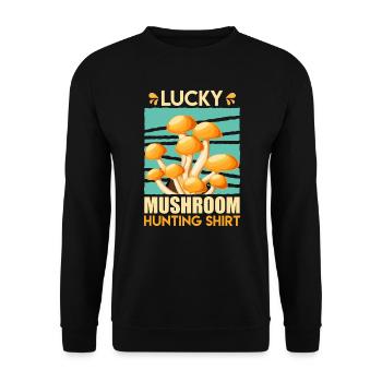 Cueilleur de champignons Lucky Mushroom Hunting - Sweat-shirt Unisexe - noir - Devant - Alina (178cm) & Michal (187cm)