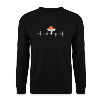 Cueilleur de champignons Heartbeat Fréquence cardiaque ECG - Sweat-shirt Unisexe - noir - Devant - Alina (178cm) & Michal (187cm)