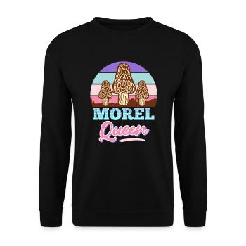 Morel Queen Mushroom Picker - Unisex Sweatshirt - black - Front - Alina (178cm) & Michal (187cm)