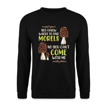 Ich kenne die besten Morchel Plätze - Unisex Pullover - Schwarz - Vorne - Alina (178cm) & Michal (187cm)