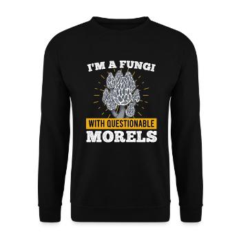 Champignons avec Morels Morechel Mushroom Picker douteux - Sweat-shirt Unisexe - noir - Devant - Alina (178cm) & Michal (187cm)
