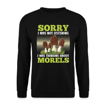 Morel Collector Mushroom Picker - Unisex Sweatshirt - black - Front - Alina (178cm) & Michal (187cm)