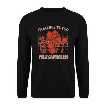 Qualifizierter Pilzsammler Pile Sammeln - Unisex Pullover - Schwarz - Vorne - Alina (178cm) & Michal (187cm)