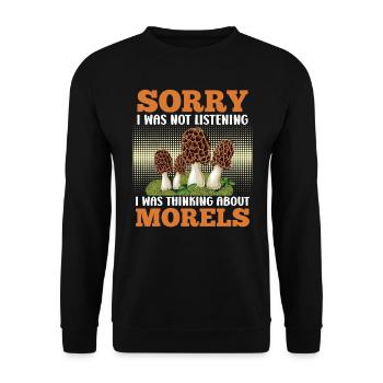 Morel Collector Mushroom Picker - Unisex Sweatshirt - black - Front - Alina (178cm) & Michal (187cm)