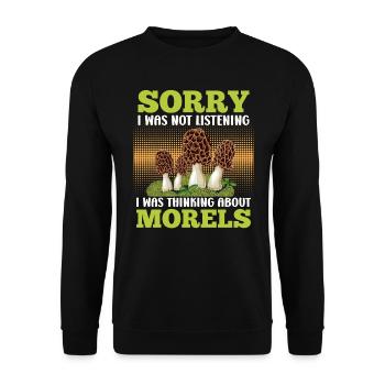 Morel Collector Mushroom Picker - Unisex Sweatshirt - black - Front - Alina (178cm) & Michal (187cm)