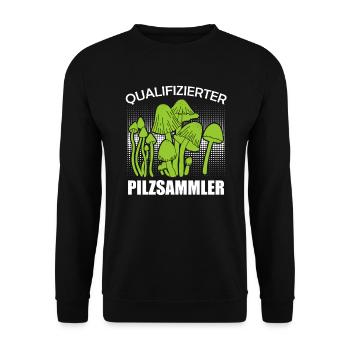 Qualifizierter Pilzsammler Pile Sammeln - Unisex Pullover - Schwarz - Vorne - Alina (178cm) & Michal (187cm)