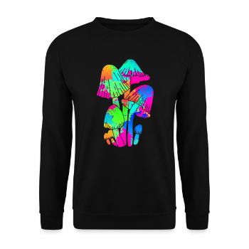 Cueillette de champignons colorées Party - Sweat-shirt Unisexe - noir - Devant - Alina (178cm) & Michal (187cm)
