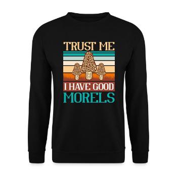 Croyez-moi, j’ai de bonnes Morilles - Sweat-shirt Unisexe - noir - Devant - Alina (178cm) & Michal (187cm)