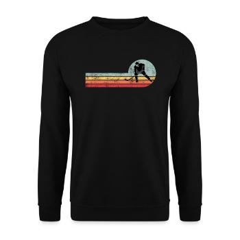 Retro Eishockey - Unisex Pullover - Schwarz - Vorne - Alina (178cm) & Michal (187cm)