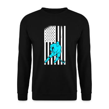 USA Flagge Eishockey - Unisex Pullover - Schwarz - Vorne - Alina (178cm) & Michal (187cm)