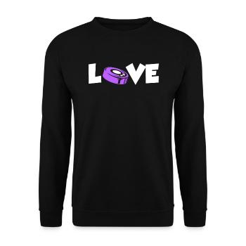 Eishockey Puck Love Eishockeyspieler - Unisex Pullover - Schwarz - Vorne - Alina (178cm) & Michal (187cm)