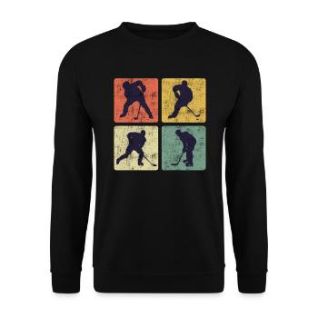 Vintage Eishockey Hockey Spieler - Unisex Pullover - Schwarz - Vorne - Alina (178cm) & Michal (187cm)