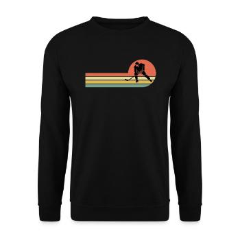 Retro Eishockey - Unisex Pullover - Schwarz - Vorne - Alina (178cm) & Michal (187cm)