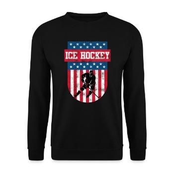 Eishockey USA Eishockeyspieler - Unisex Pullover - Schwarz - Vorne - Alina (178cm) & Michal (187cm)