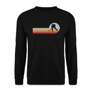 Retro Eishockey - Unisex Pullover - Schwarz - Vorne - Alina (178cm) & Michal (187cm)