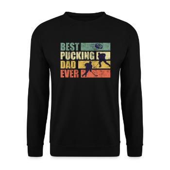 Best Pucking Dad Ever Eishockey Papa - Unisex Pullover - Schwarz - Vorne - Alina (178cm) & Michal (187cm)