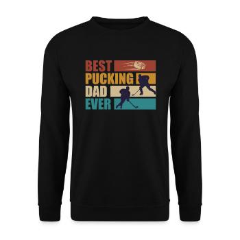 Best Pucking Dad Ever Eishockey Papa - Unisex Pullover - Schwarz - Vorne - Alina (178cm) & Michal (187cm)