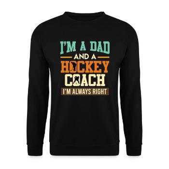 Papa et entraîneur de hockey Hockey sur glace Papa - Sweat-shirt Unisexe - noir - Devant - Alina (178cm) & Michal (187cm)