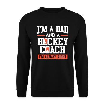 Papa et entraîneur de hockey Hockey sur glace Papa - Sweat-shirt Unisexe - noir - Devant - Alina (178cm) & Michal (187cm)