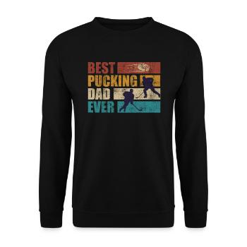 Best Pucking Dad Ever Eishockey Papa - Unisex Pullover - Schwarz - Vorne - Alina (178cm) & Michal (187cm)