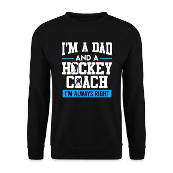 Papa et entraîneur de hockey Hockey sur glace Papa - Sweat-shirt Unisexe - noir - Devant - Alina (178cm) & Michal (187cm)