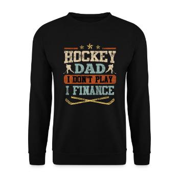 Papa eines Eishockeyspieler ich finanziere - Unisex Pullover - Schwarz - Vorne - Alina (178cm) & Michal (187cm)