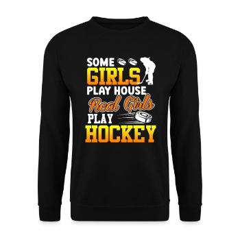 Les vraies filles jouent au hockey - Sweat-shirt Unisexe - noir - Devant - Alina (178cm) & Michal (187cm)