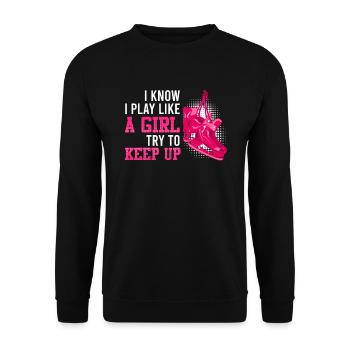Eishockey Girl Try to keep up Hockey Damen - Unisex Pullover - Schwarz - Vorne - Alina (178cm) & Michal (187cm)