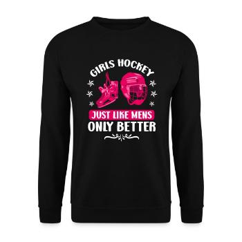 Girls Hockey Eishockey Damen Hockey - Unisex Pullover - Schwarz - Vorne - Alina (178cm) & Michal (187cm)