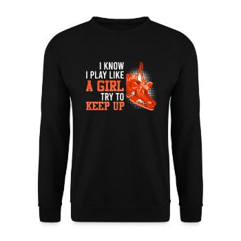 Eishockey Girl Try to keep up Hockey Damen - Unisex Pullover - Schwarz - Vorne - Alina (178cm) & Michal (187cm)