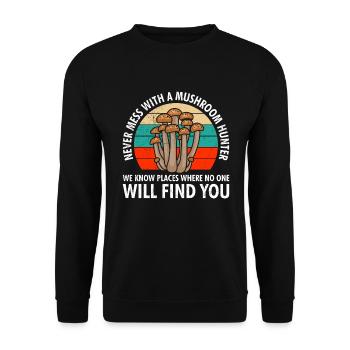 Abandoned places Mushroom picking mushroom pickers - Unisex Sweatshirt - black - Front - Alina (178cm) & Michal (187cm)