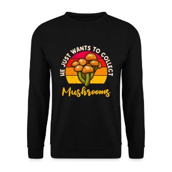 Il ne fait rien Cueilleurs de champignons Cueilleur de champignons - Sweat-shirt Unisexe - noir - Devant - Alina (178cm) & Michal (187cm)
