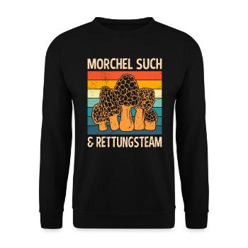 Rettungsteam Pilze Morchel Pilzsammler - Unisex Pullover - Schwarz - Vorne - Alina (178cm) & Michal (187cm)