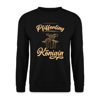 Königin Pilze Pfifferlinge Pilzsammler - Unisex Pullover - Schwarz - Vorne - Alina (178cm) & Michal (187cm)