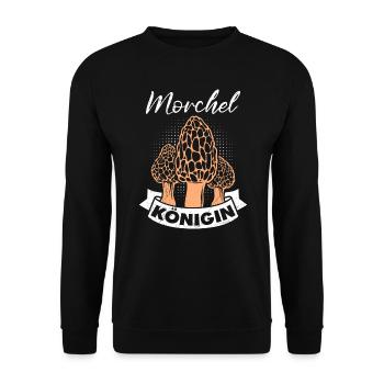 Morchel Königin Pilze sammeln Pilzsammler - Unisex Pullover - Schwarz - Vorne - Alina (178cm) & Michal (187cm)