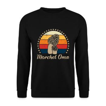 Morchel Oma Pilze sammeln Pilzsammer - Unisex Pullover - Schwarz - Vorne - Alina (178cm) & Michal (187cm)