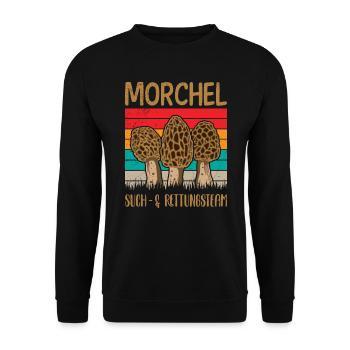 Such & Rettungsteam Morchel Pilzsammler - Unisex Pullover - Schwarz - Vorne - Alina (178cm) & Michal (187cm)