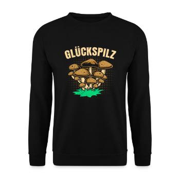 Glückspilz Pilze sammeln Pilzsammler - Unisex Pullover - Schwarz - Vorne - Alina (178cm) & Michal (187cm)