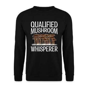 Qualified Mushroom Whisperer Mushroom Whisperer Mushroom Picker - Unisex Sweatshirt - black - Front - Alina (178cm) & Michal (187cm)