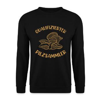 Qualifizierter Pilzsammler Pilze sammeln - Unisex Pullover - Schwarz - Vorne - Alina (178cm) & Michal (187cm)