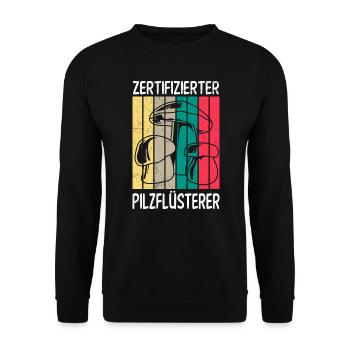 Zertifizierter Pilzflüsterer Pilze sammeln - Unisex Pullover - Schwarz - Vorne - Alina (178cm) & Michal (187cm)