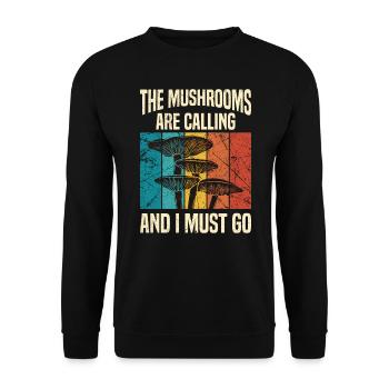 Assez pour moi je vais cueillir des champignons bunting aux champignons - Sweat-shirt Unisexe - noir - Devant - Alina (178cm) & Michal (187cm)