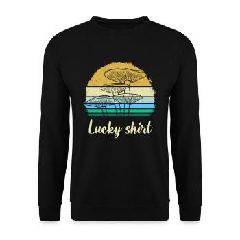 Lucky Shirt Cueilleur de champignons Cueillette de champignons Shrooming - Sweat-shirt Unisexe - noir - Devant - Alina (178cm) & Michal (187cm)