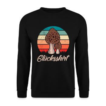Morchel Sammler Glücksshirt Pilzsammler - Unisex Pullover - Schwarz - Vorne - Alina (178cm) & Michal (187cm)